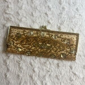 Carlo Fellini Gold Beaded Clutch